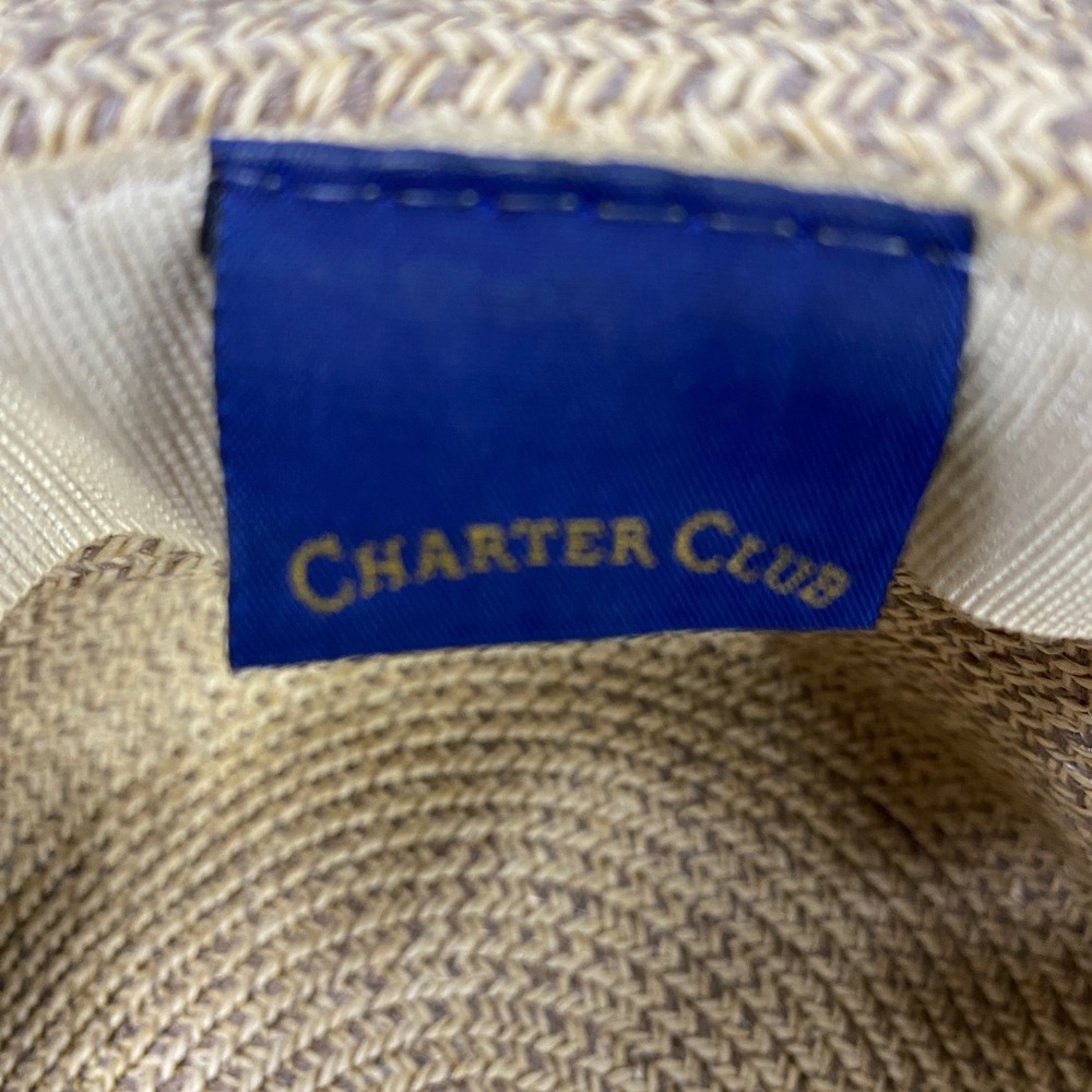 Charter Club Womens Tan Woven Wide Brim Sun Hat Summer Beach Accessory - Picture 8 of 8